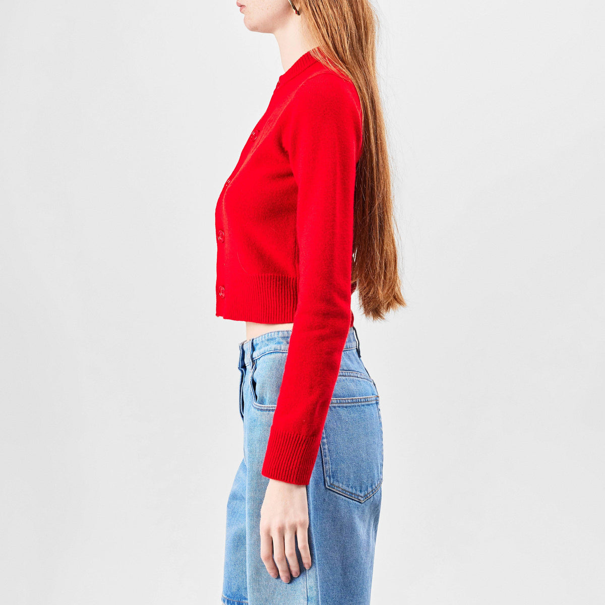 Wool Knit Crewneck Cardigan