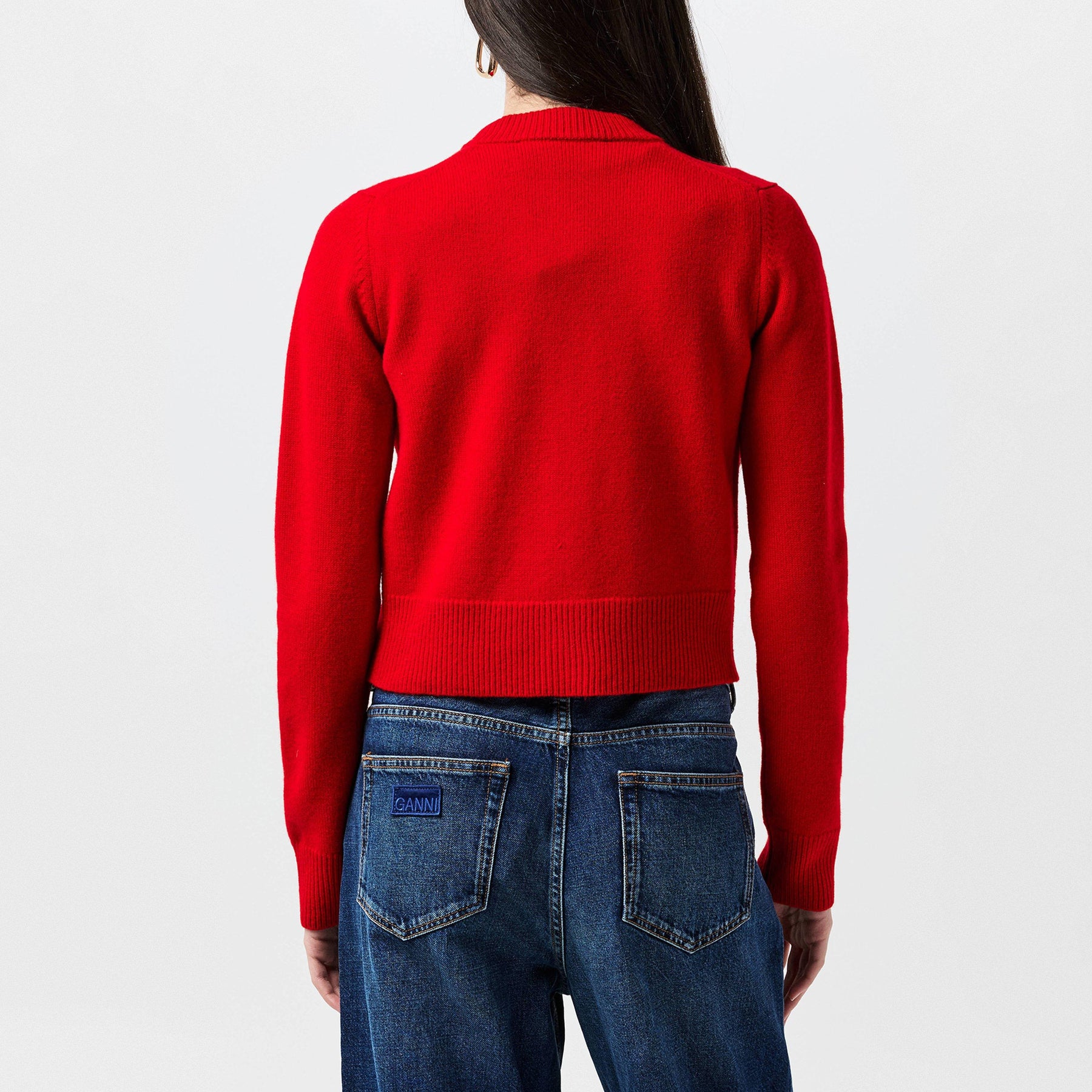 Wool Knit Crewneck Cardigan
