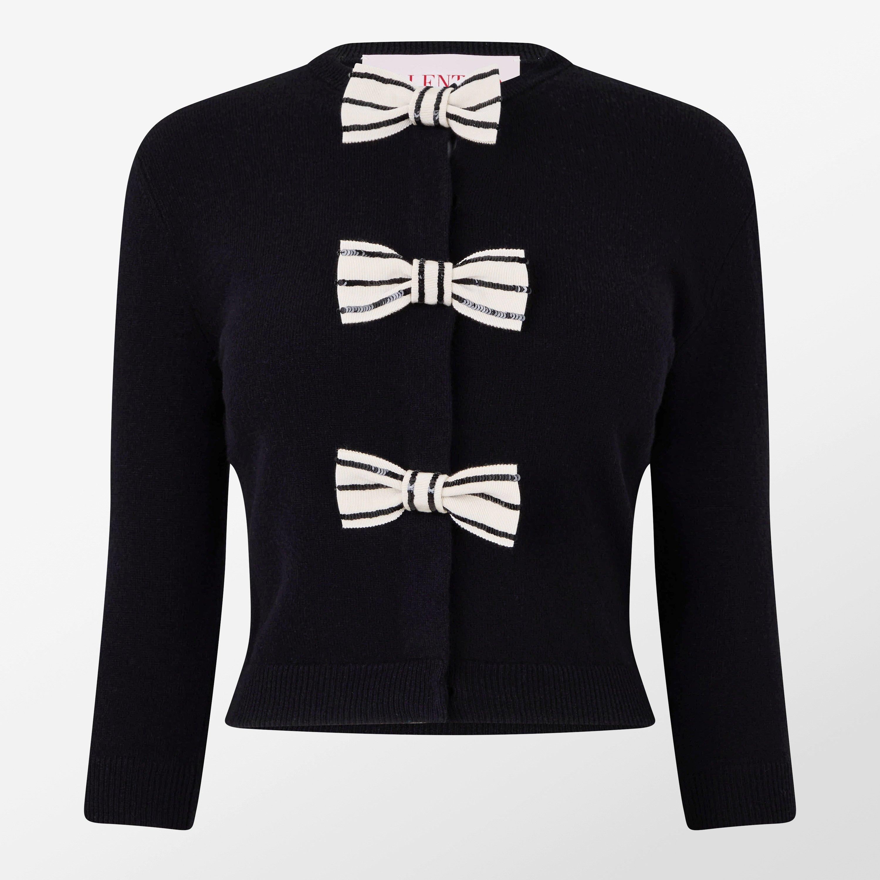 Cardigan With Embroidered Bows