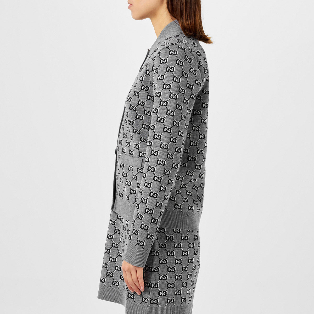 Women's GG Shadow Wool Jacquard Knit Cardigan