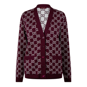 Women's Logo Reversible GG Wool Jacquard Cardigan