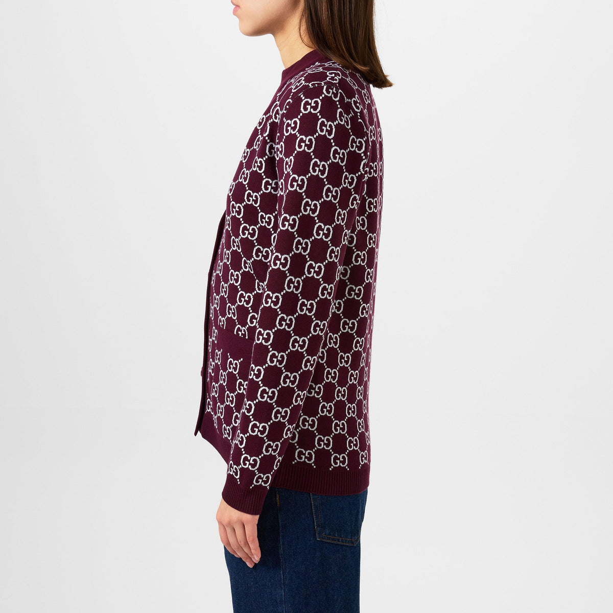 Women's Logo Reversible GG Wool Jacquard Cardigan