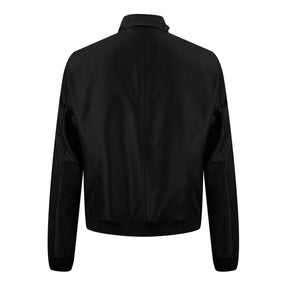 Leather-Trimmed Wool And Silk-Blend Bomber Jacket