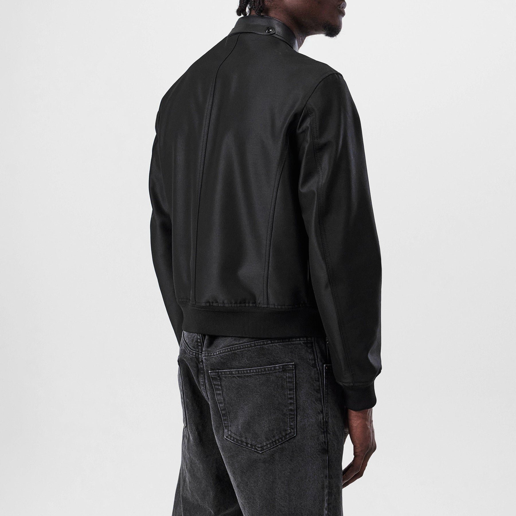 Leather-Trimmed Wool And Silk-Blend Bomber Jacket