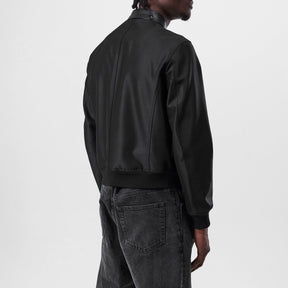 Leather-Trimmed Wool And Silk-Blend Bomber Jacket