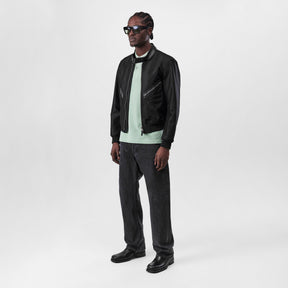 Leather-Trimmed Wool And Silk-Blend Bomber Jacket