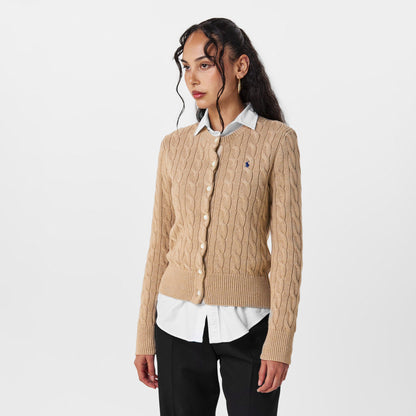 Stretch Cotton Crewneck Cardigan