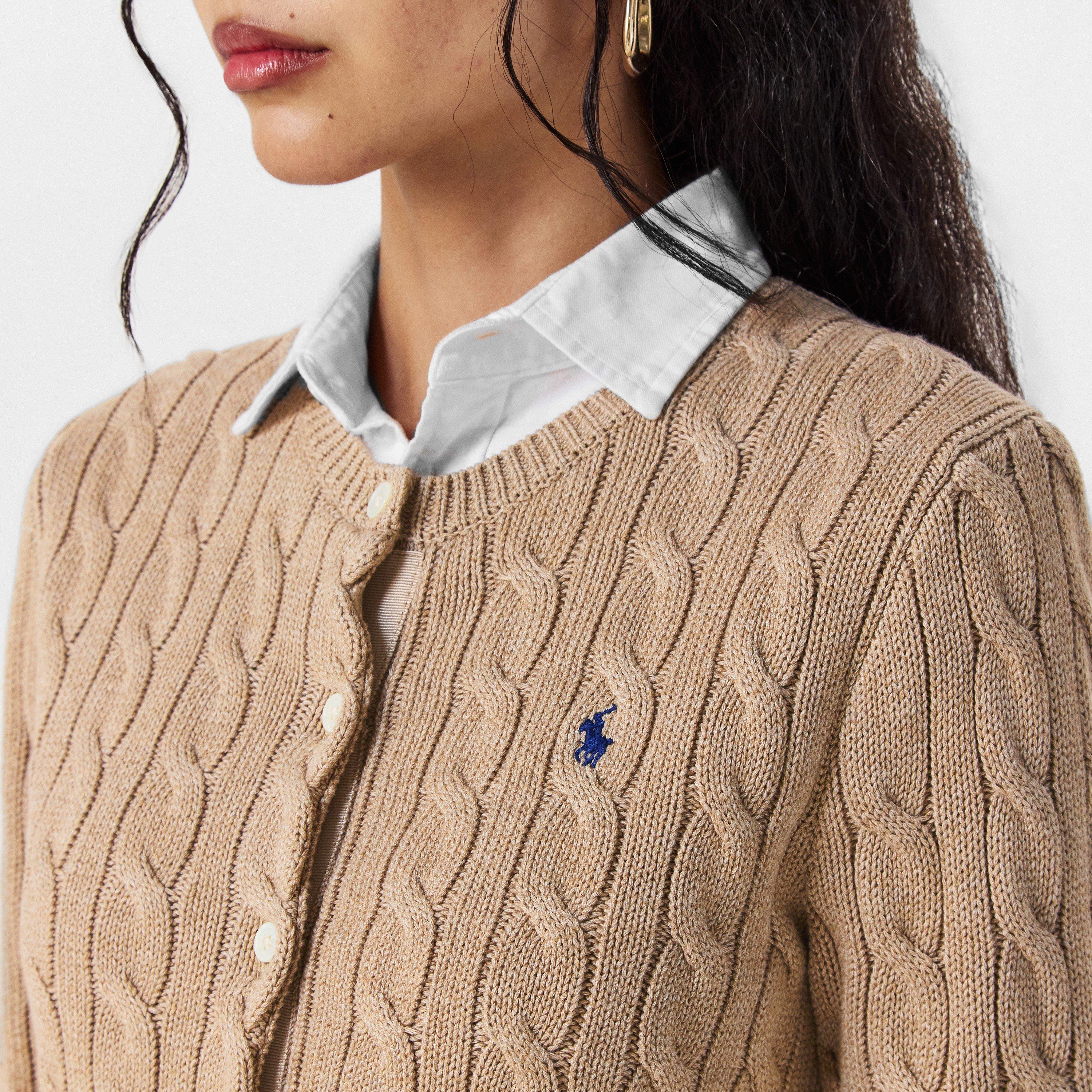 Stretch Cotton Crewneck Cardigan