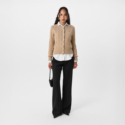 Stretch Cotton Crewneck Cardigan