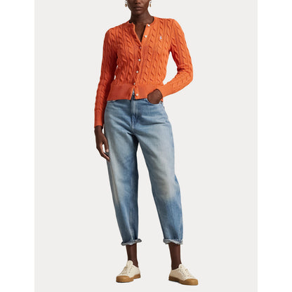 Stretch Cotton Crewneck Cardigan