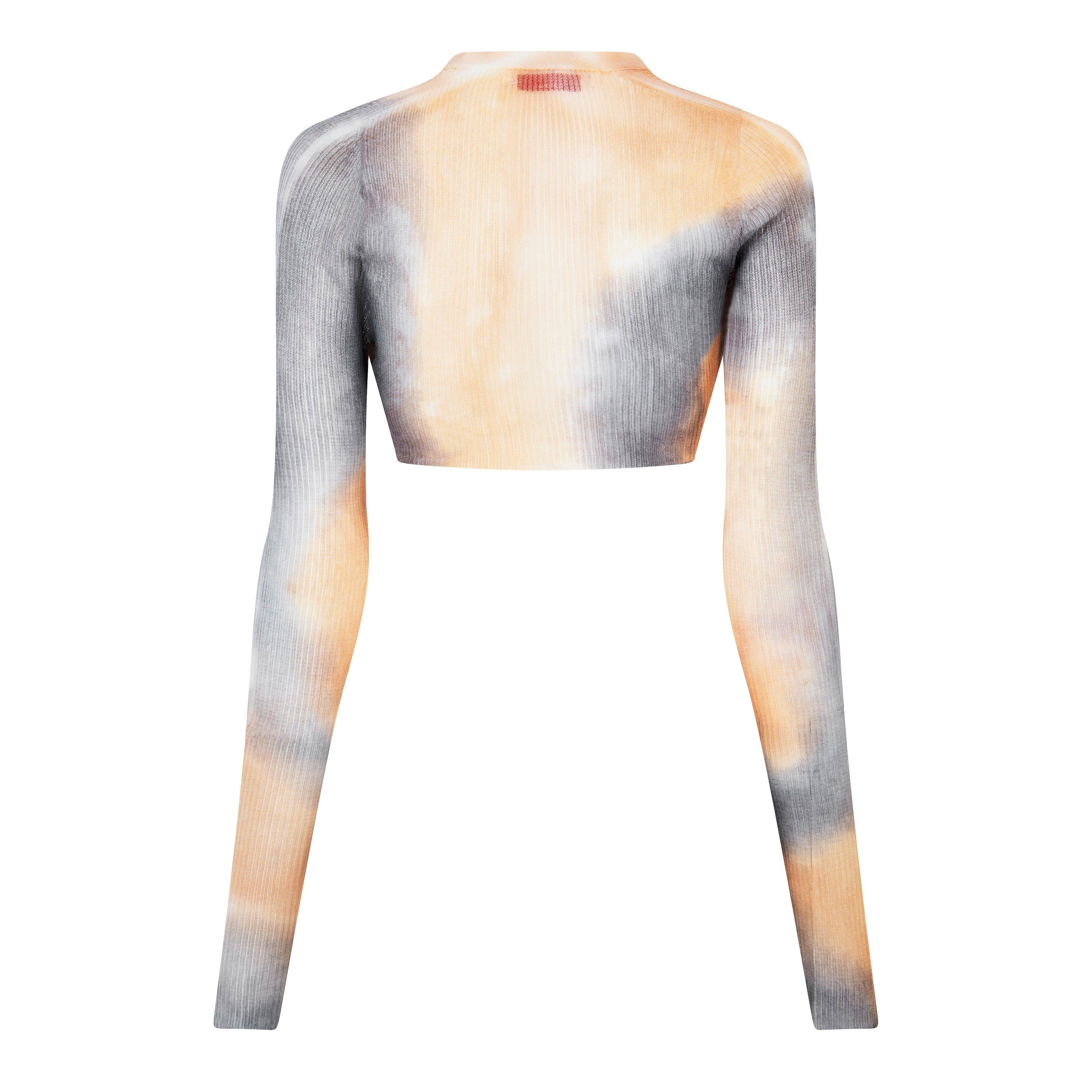 Tie Dye Cropped Long Sleeve V-Neck Cardigan