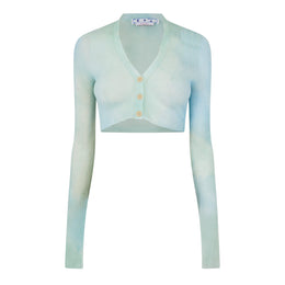 Tie Dye Cropped Long Sleeve V-Neck Cardigan