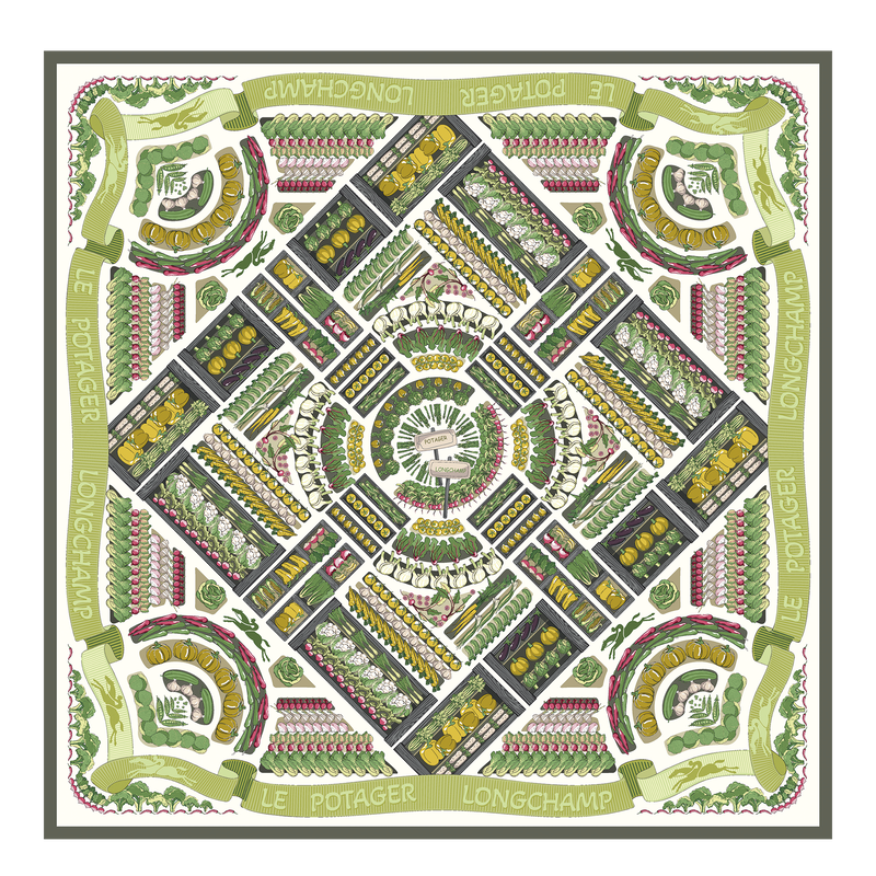 Longchamp Herbarium Silk scarf 90 Green - Silk
