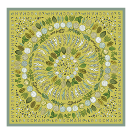 Longchamp Herbarium Silk scarf 90 Kiwi Green - Silk