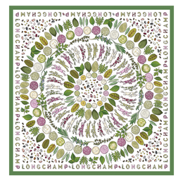Longchamp Herbarium Silk scarf 90 Green - Silk