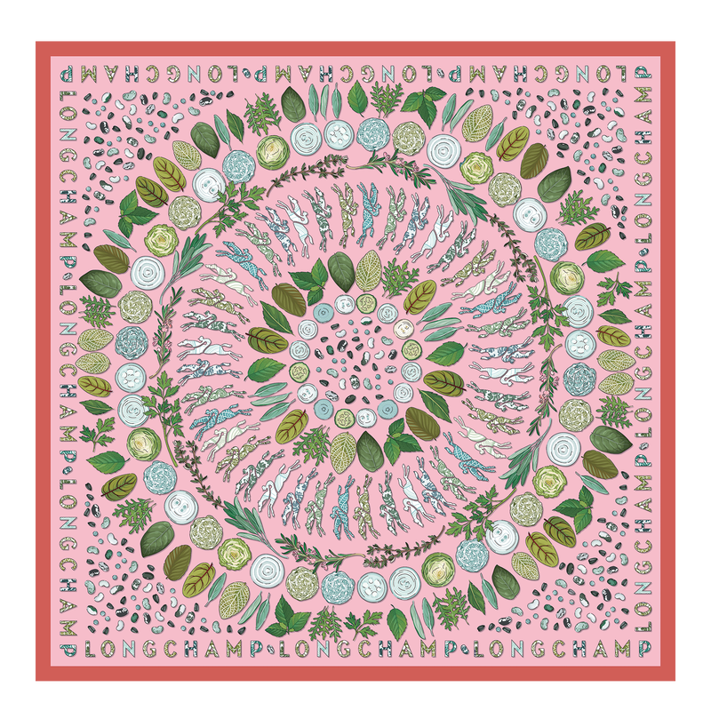 Longchamp Herbarium Silk scarf 90 Marshmallow - Silk