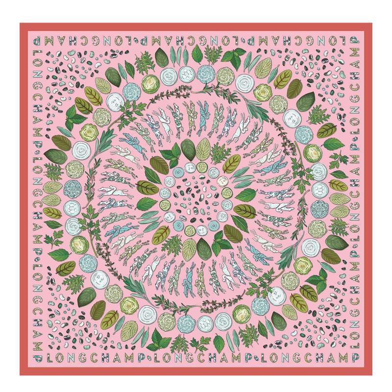 Longchamp Herbarium Silk scarf 90 Marshmallow - Silk