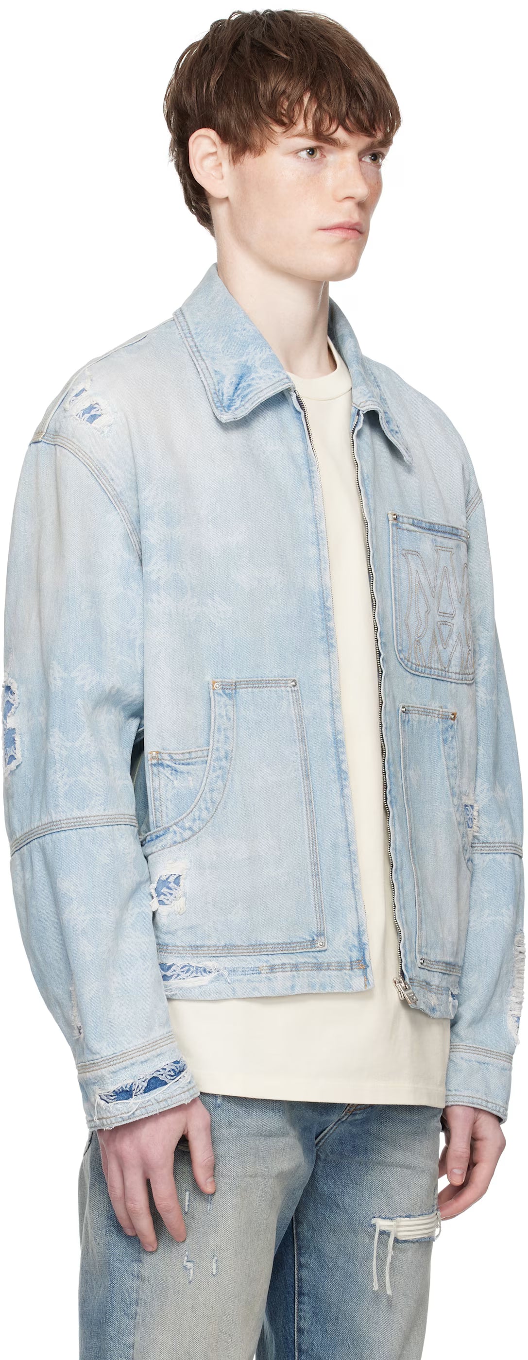 Blue Repair Work Denim Jacket