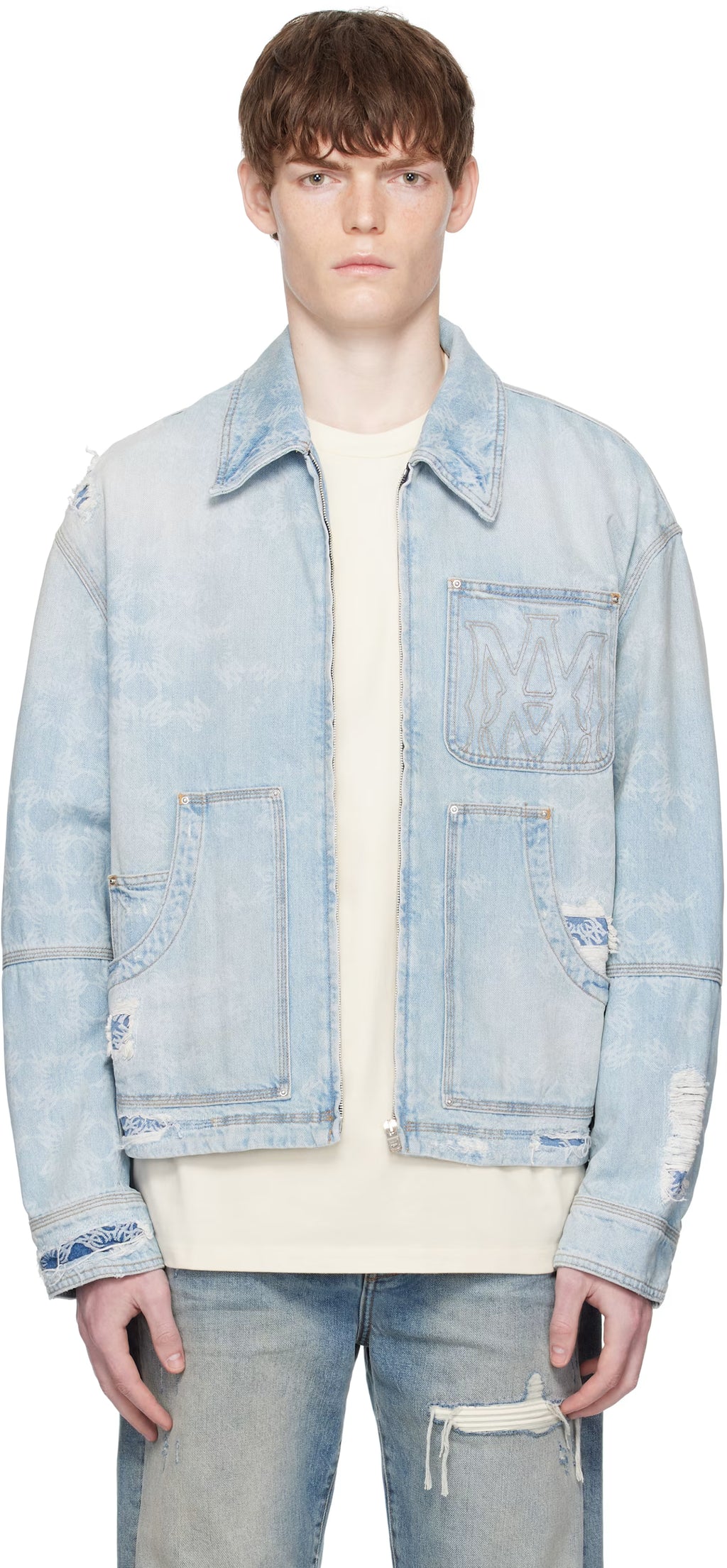 Blue Repair Work Denim Jacket