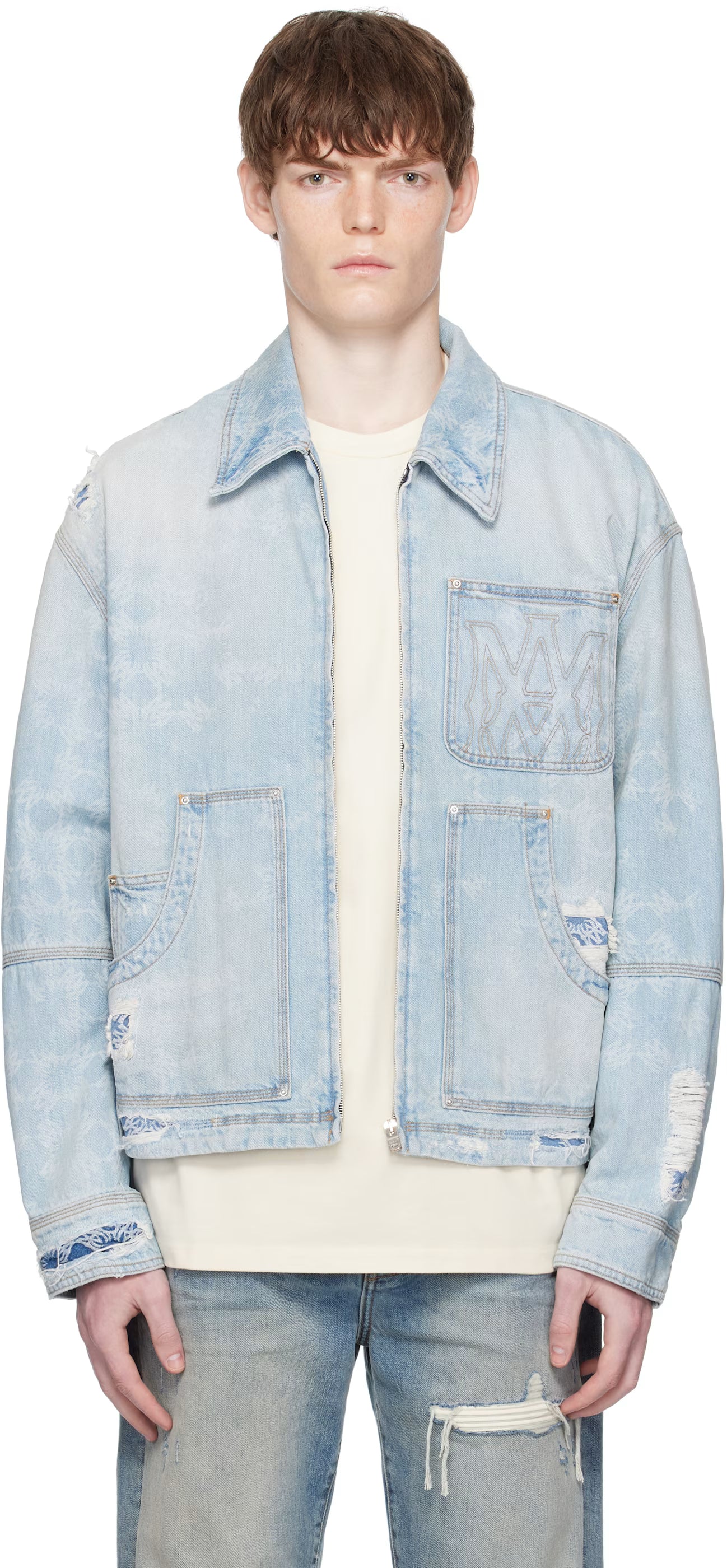 Blue Repair Work Denim Jacket
