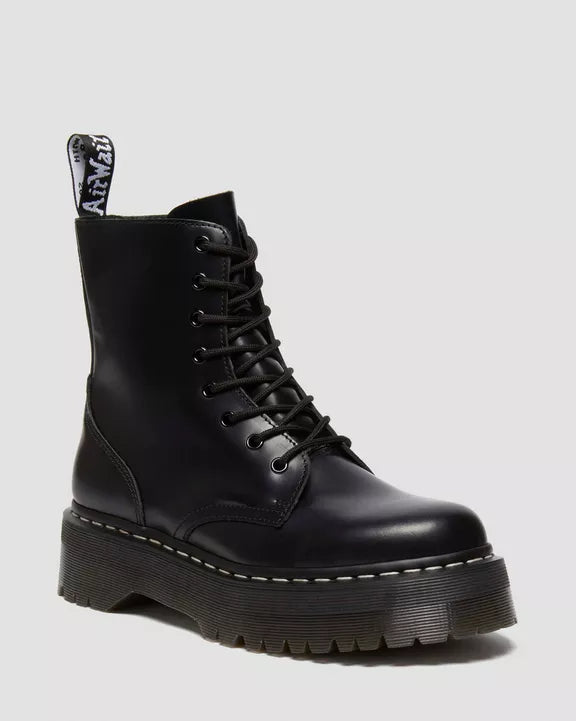 Jadon White Stitch Smooth Leather Platform Boots