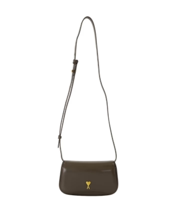 Khaki Leather Shoulder Bag Paris