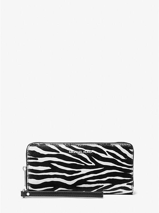 Jet Set Travel Zebra Print Calf Hair Continental Wallet