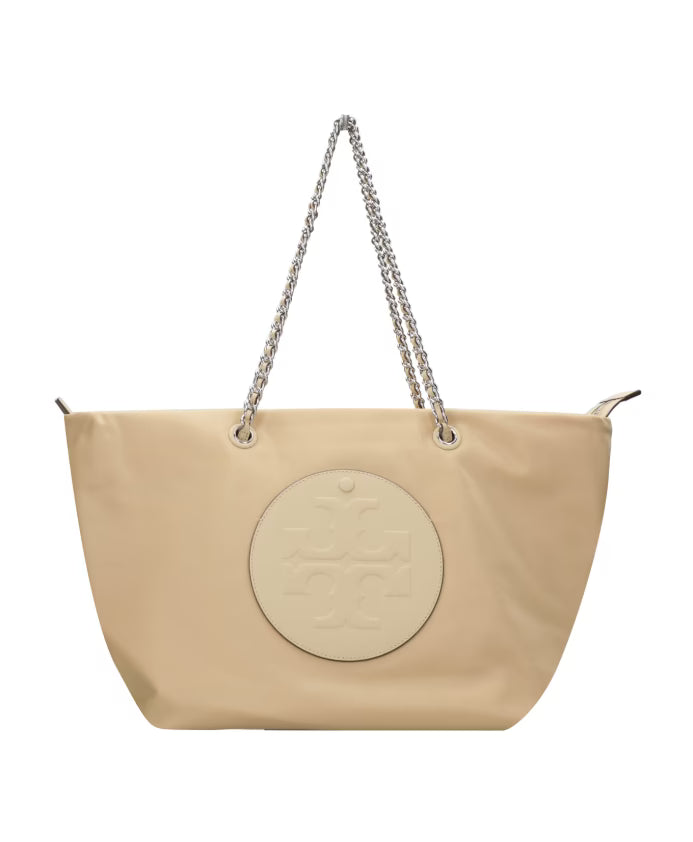 Beige Technical Fabric Handbag with Bio-based Trim