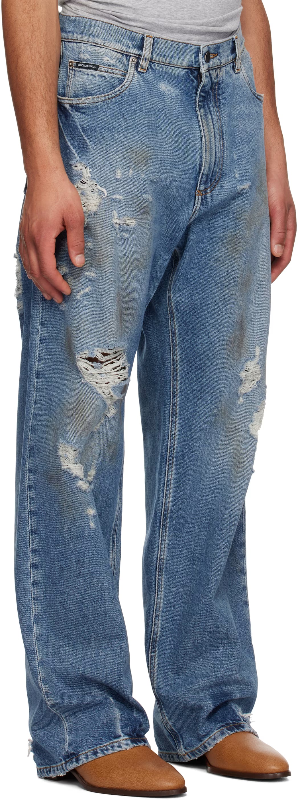Dolce&Gabbana Blue Oversized Cotton Tag Jeans