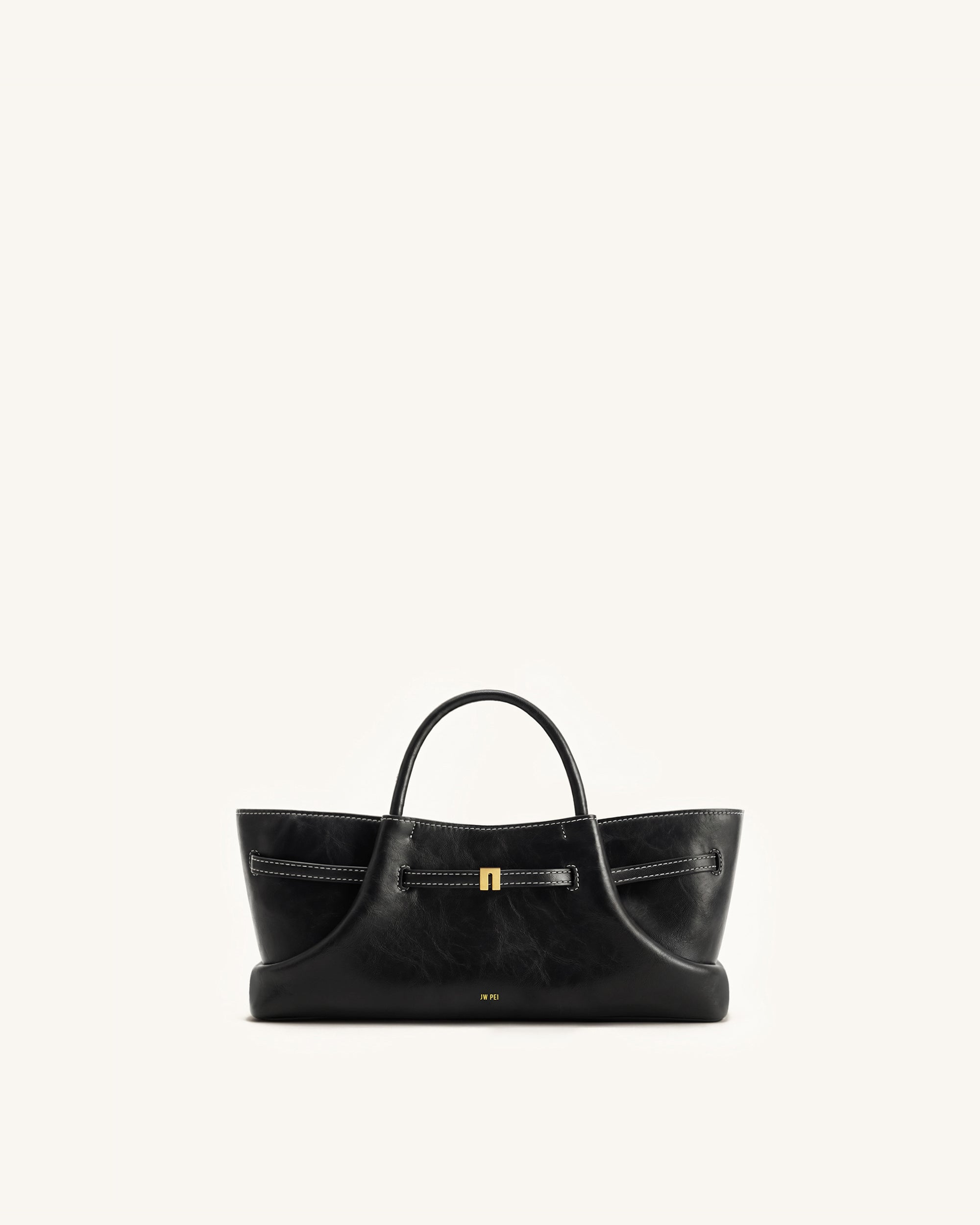 Maeve Dachshund Metal Charm Tote Bag - Black Canvasa