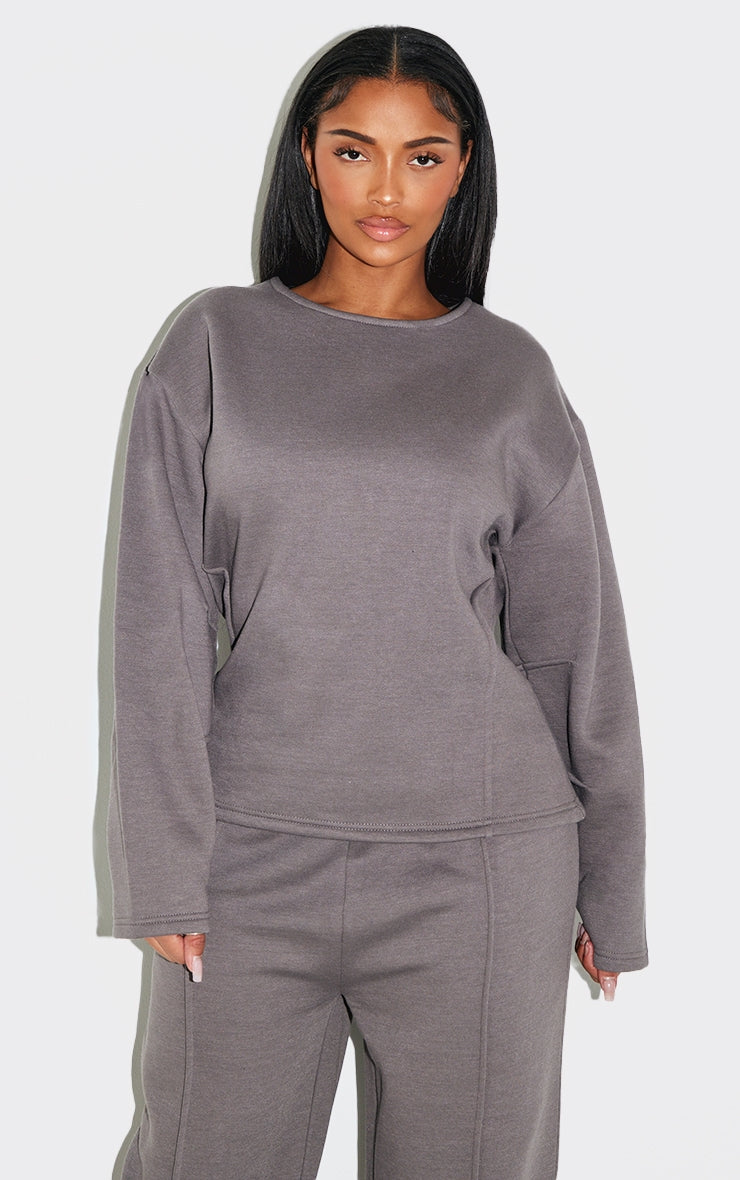 Shape Dove Grey Cinched Waist Cocoon Sleeve Sweatshirt