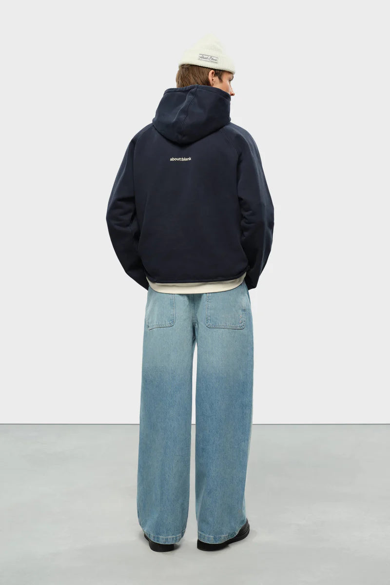 Monogram cut off hoodie - navy