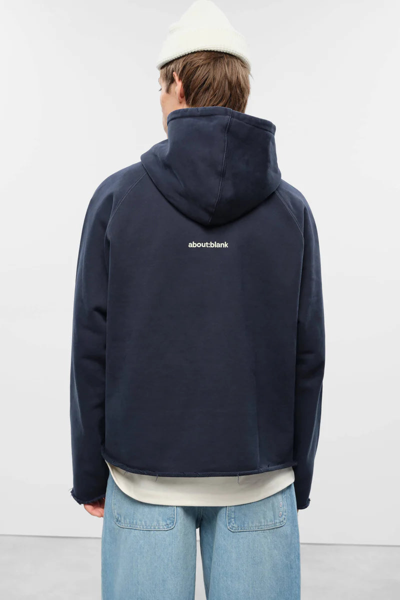 Monogram cut off hoodie - navy