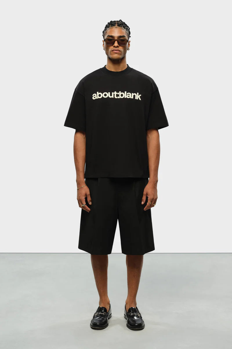 Block mock neck t-shirt - black/oat