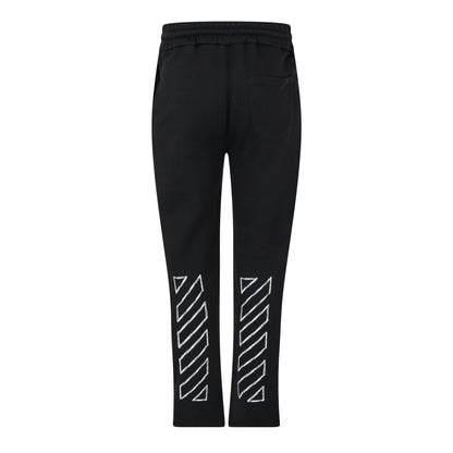 Outline Diagonal Cotton Open Hem Fleece Joggers