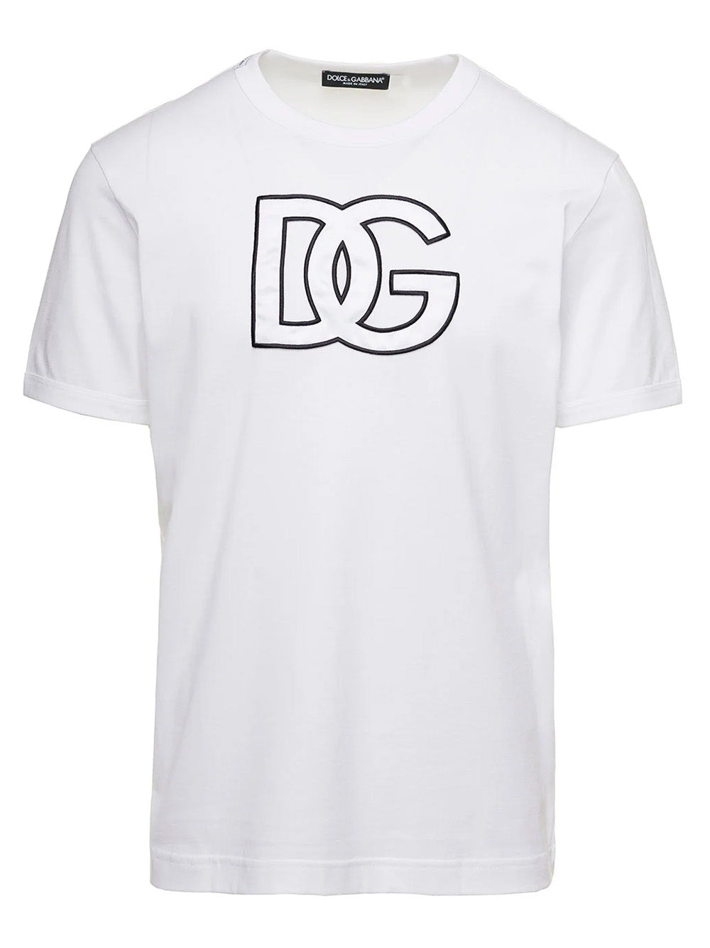 Dolce & Gabbana Detailed DG Embroidered Logo T-Shirt in White