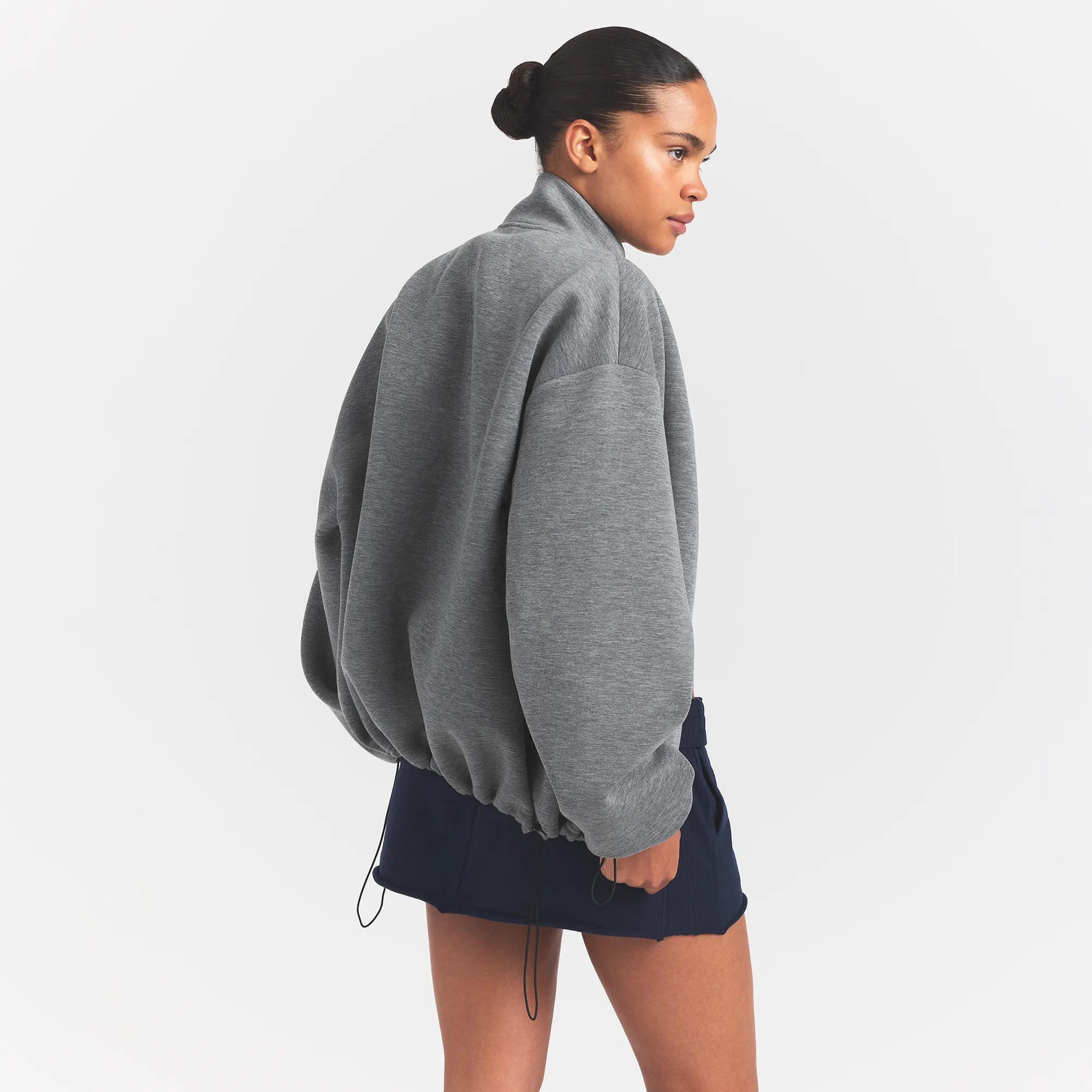 Neoprene Outerwear Oversized Mock Neck Jacket