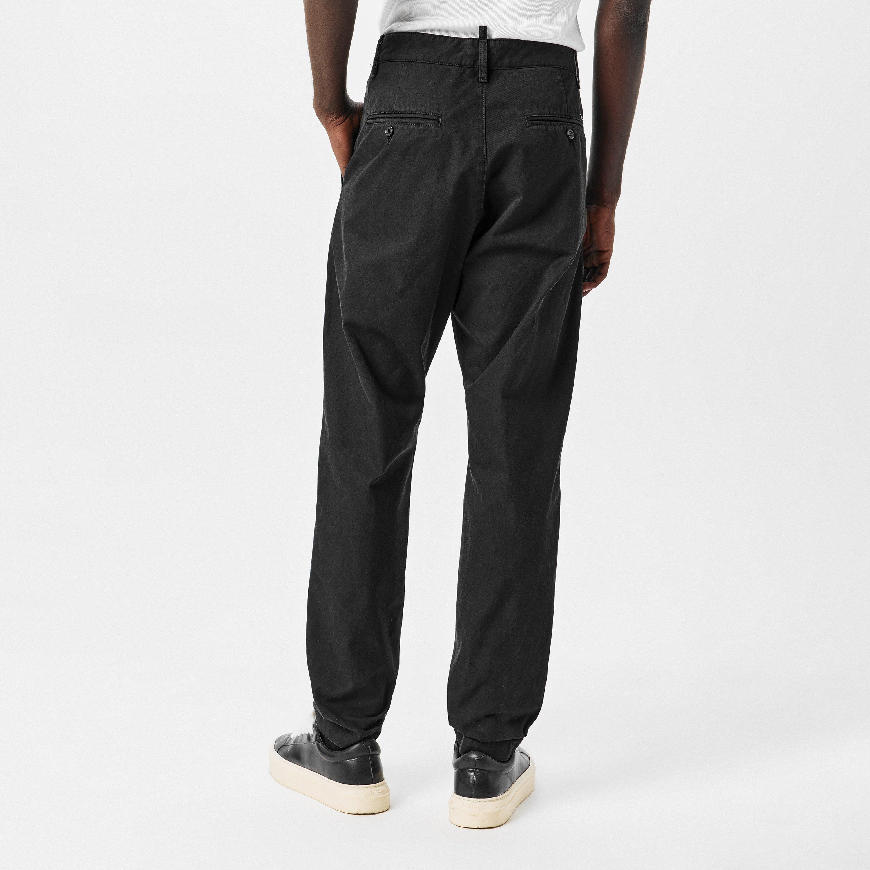 One Pleat Cotton Straight Leg Trousers