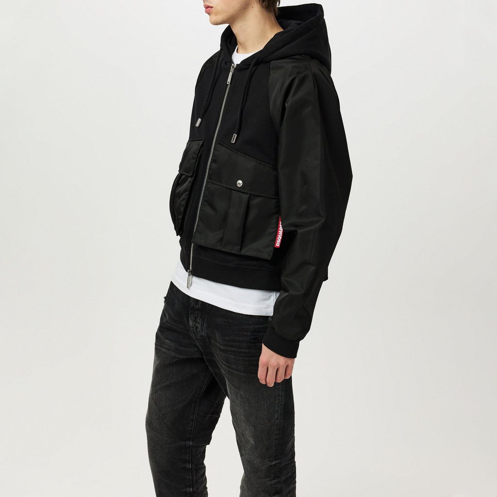 Squared2 Cropped Relax Fit Utility Hoodie