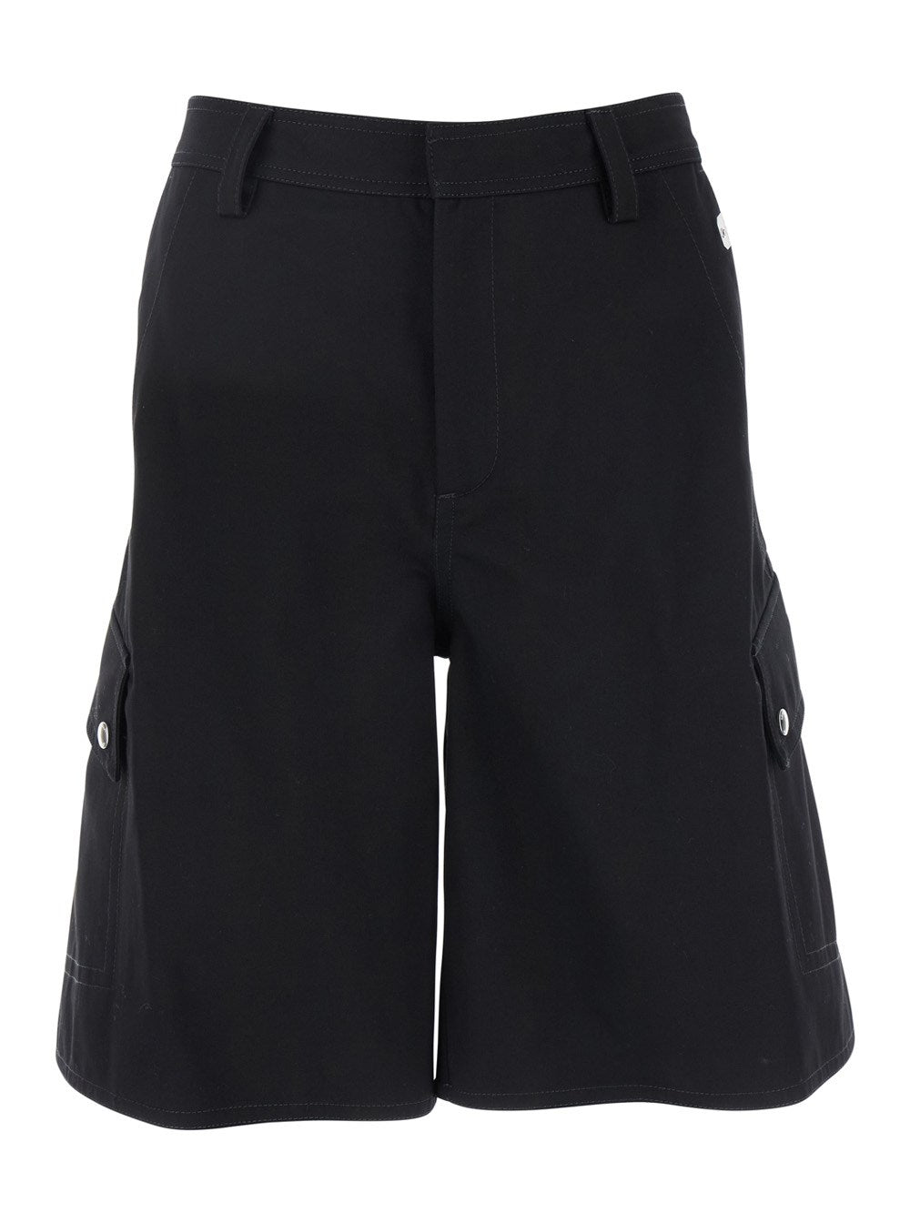 Off-white Black Cargo Shorts with Belt Loops in Cotton Man