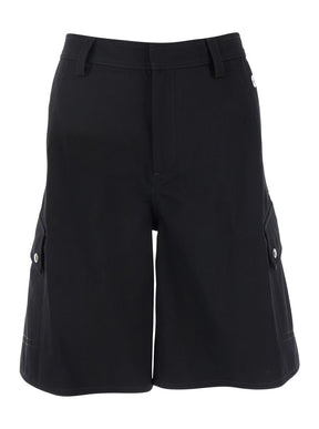 Off-white Black Cargo Shorts with Belt Loops in Cotton Man