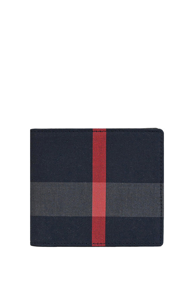 Burberry Checkered Bifold Wallet in Navy