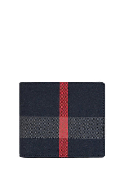 Burberry Checkered Bifold Wallet in Navy