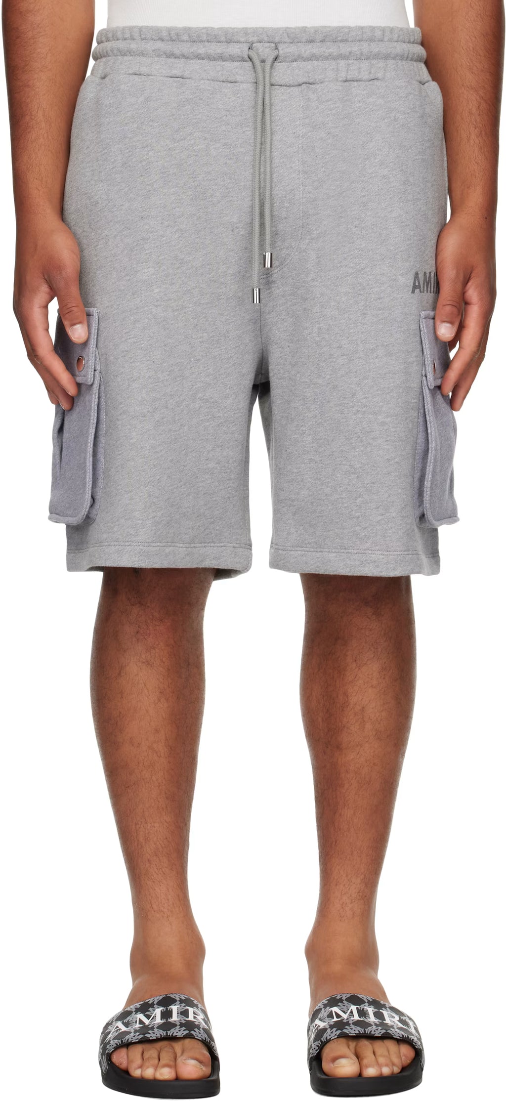 Gray Stencil Cargo Shorts