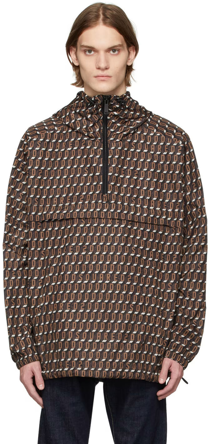 Black & Brown Monogram Windbreaker