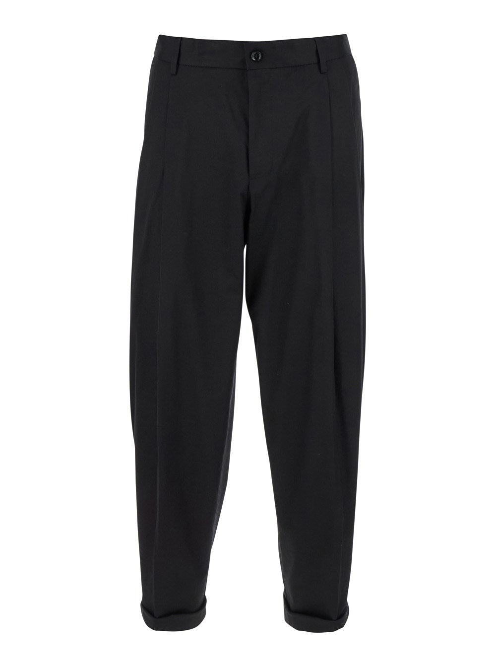 Dolce e gabbana Black Pants with Turn-Up Hem in Cotton Man