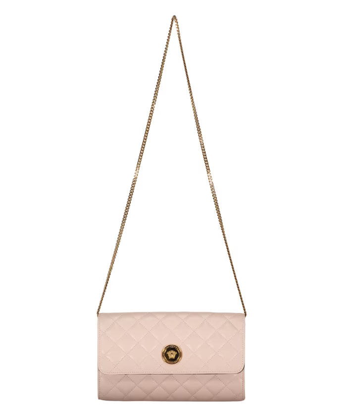 Quilted Leather Clutch with Logo