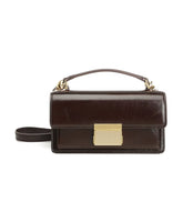 Brown Foldover Top Handle Shoulder Bag
