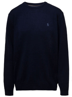 Polo ralph lauren Blue Crewneck Sweater with Pony Logo Embroidered on the Front in Wool Man