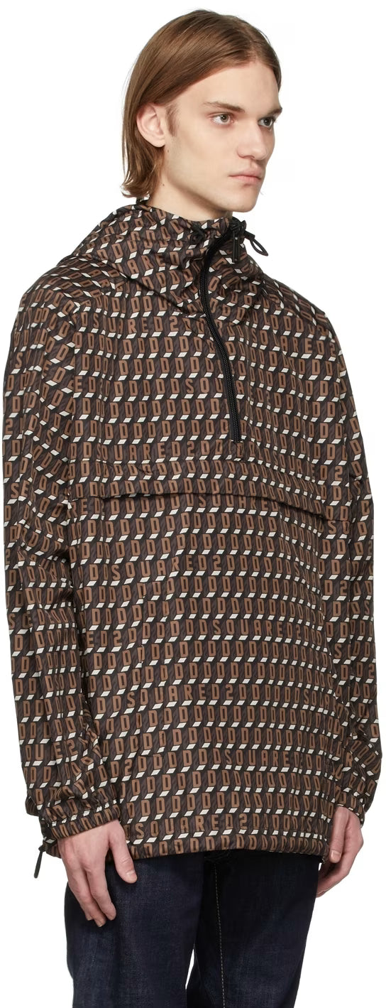 Black & Brown Monogram Windbreaker